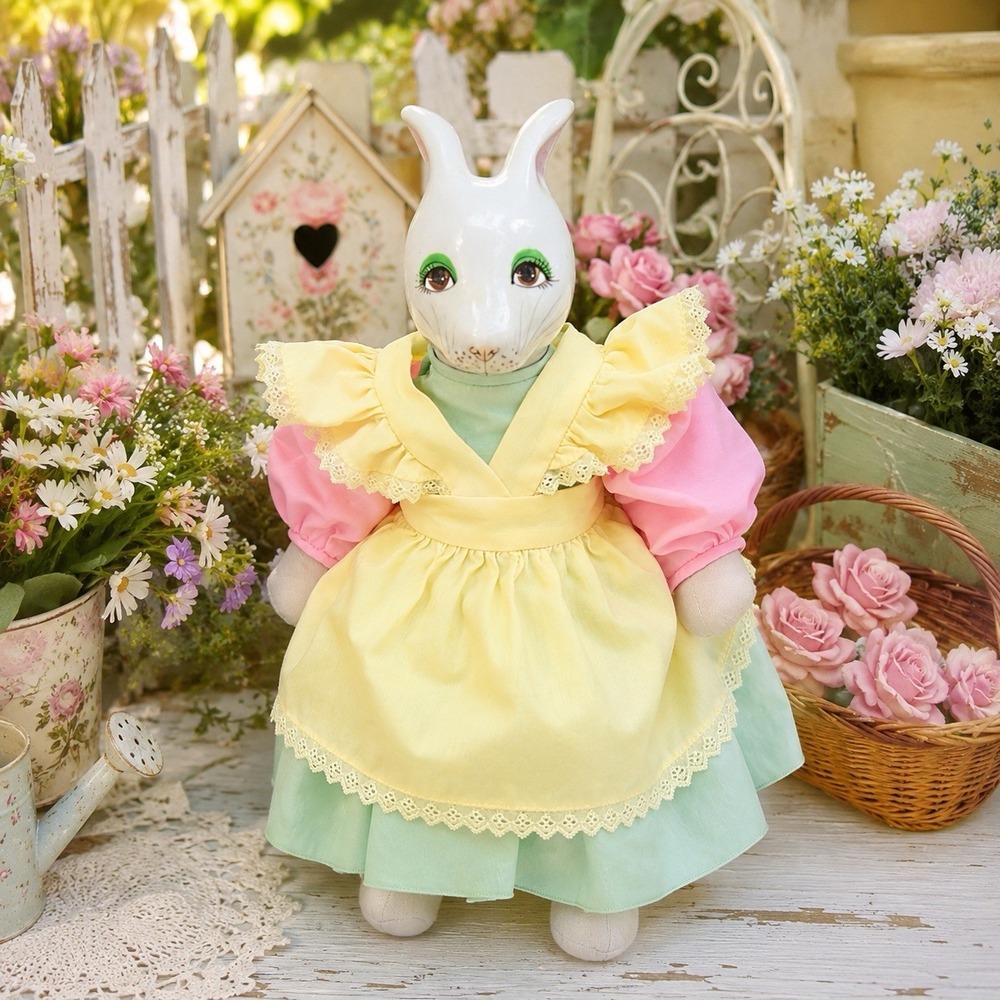 Rare Vintage Goebel Bunnyworth Mrs Azalea Porcelain Rabbit Doll 1993 9" German